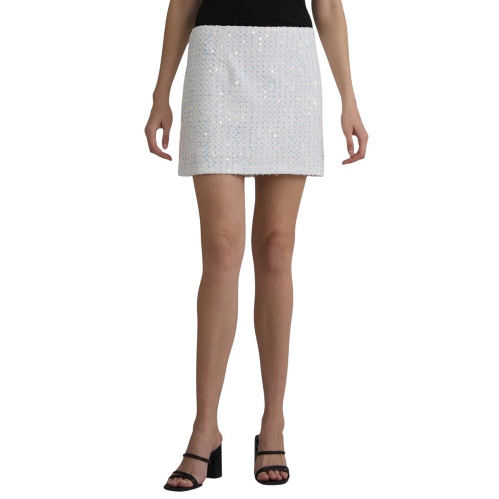 Madden NYC Twill Mini Skirt Destructed Sparkle Sequin Midi Womens Size XXS (00)
